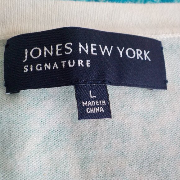 Jones New York Sweater Cardigan - Green Blue - 3/4 Sleeve - Large - NWT  (562) - Picture 4 of 5